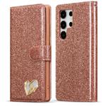 For Samsung Galaxy S25 Ultra 5G Glitter Powder Love Leather Phone Case(Pink)