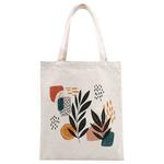 Abstract Leaves Printed Canvas Handbag Digital Print On Your Demand, Size:30x25cm(Beige)