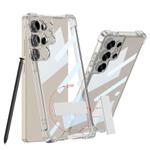 For Samsung Galaxy S25 Ultra 5G GKK Airbag Full Coverage Phone Case with Rotating Holder, Not Included Pen(Transparent)