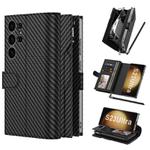 For Samsung Galaxy S23 Ultra 5G GKK Plating Wallet Leather Phone Case(Carbon Fiber Texture)