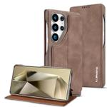 For Samsung Galaxy S25 Ultra 5G LC.IMEEKE Hon Ancient Series Flip Leather Phone Case(Coffee)