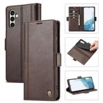 For Samsung Galaxy S25+ 5G LC.IMEEKE Card Slots Skin Feeling Leather Phone Case(Coffee)