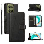For Motorola Moto G15 PU Genuine Leather Texture Embossed Line Phone Case(Black)