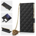 For Samsung Galaxy S25 Ultra 5G GKK Plating Diamond Texture Leather Phone Case With Crossbody Chain(Black)