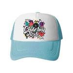 Graffiti Printed Sponge Mesh Cloth Hat Peaked Cap Print On Your Demand(Sky Blue)