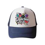 Graffiti Printed Sponge Mesh Cloth Hat Peaked Cap Print On Your Demand(Navy Blue)