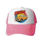 Car Printed Sponge Mesh Cloth Hat Peaked Cap Print On Your Demand(Pink)