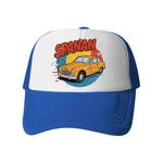 Car Printed Sponge Mesh Cloth Hat Peaked Cap Print On Your Demand(Blue)
