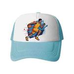 Basketball Player Printed Sponge Mesh Cloth Hat Peaked Cap Print On Your Demand(Sky Blue)