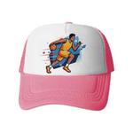 Basketball Player Printed Sponge Mesh Cloth Hat Peaked Cap Print On Your Demand(Pink)