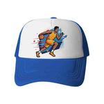 Basketball Player Printed Sponge Mesh Cloth Hat Peaked Cap Print On Your Demand(Blue)
