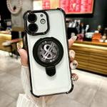 For iPhone 11 Space MagSafe Holder Phone Case with Lens Film(Black)