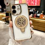 For iPhone 11 Space MagSafe Holder Phone Case with Lens Film(Gold)