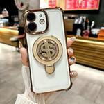 For iPhone 11 Space MagSafe Holder Phone Case with Lens Film(Desert Gold)