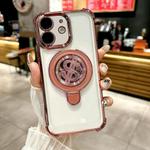 For iPhone 11 Space MagSafe Holder Phone Case with Lens Film(Pink)
