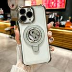 For iPhone 11 Pro Max Space MagSafe Holder Phone Case with Lens Film(Titanium Grey)