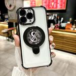 For iPhone 11 Pro Max Space MagSafe Holder Phone Case with Lens Film(Black)
