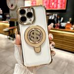For iPhone 11 Pro Max Space MagSafe Holder Phone Case with Lens Film(Gold)