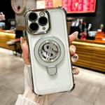 For iPhone 12 Pro Max Space MagSafe Holder Phone Case with Lens Film(Titanium Grey)