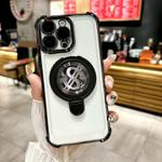 For iPhone 13 Pro Max Space MagSafe Holder Phone Case with Lens Film(Black)