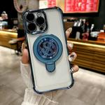 For iPhone 13 Pro Max Space MagSafe Holder Phone Case with Lens Film(Blue)