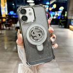 For iPhone 11 Space Gradient Glitter MagSafe Holder Phone Case with Lens Film(Silver)