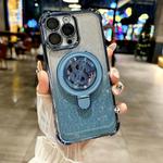 For iPhone 13 Pro Max Space Gradient Glitter MagSafe Holder Phone Case with Lens Film(Blue)