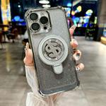 For iPhone 13 Pro Max Space Gradient Glitter MagSafe Holder Phone Case with Lens Film(Silver)