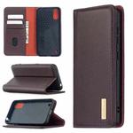 For Samsung Galaxy A01 2 in 1 Detachable Magnetic Horizontal Flip Genuine Leather Case with Holder & Card Slots & Wallet(Dark Brown)