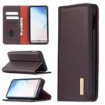 For Samsung Galaxy S10e 2 in 1 Detachable Magnetic Horizontal Flip Genuine Leather Case with Holder & Card Slots & Wallet(Dark Brown)