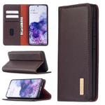 For Samsung Galaxy S20 2 in 1 Detachable Magnetic Horizontal Flip Genuine Leather Case with Holder & Card Slots & Wallet(Dark Brown)