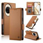 For Huawei nova 14 Ultra Side Buckle Magnetic Frosted Leather Phone Case(Brown)