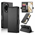 For Huawei nova 14 Pro Side Buckle Magnetic Frosted Leather Phone Case(Black)