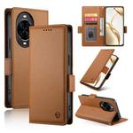 For Huawei nova 14 Pro Side Buckle Magnetic Frosted Leather Phone Case(Brown)