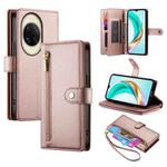 For Huawei nova 14 Ultra Nine Card-slot Zipper Wallet Bag Leather Phone Case(Pink)