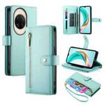 For Huawei nova 14 Ultra Nine Card-slot Zipper Wallet Bag Leather Phone Case(Mint Green)