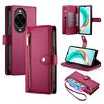 For Huawei nova 14 Pro Nine Card-slot Zipper Wallet Bag Leather Phone Case(Red)