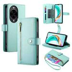 For Huawei nova 14 Pro Nine Card-slot Zipper Wallet Bag Leather Phone Case(Mint Green)