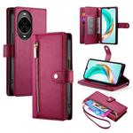 For Huawei nova 14 Nine Card-slot Zipper Wallet Bag Leather Phone Case(Red)