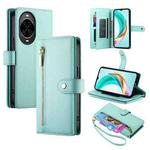 For Huawei nova 14 Nine Card-slot Zipper Wallet Bag Leather Phone Case(Mint Green)