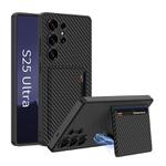 For Samsung Galaxy S25 Ultra 5G GKK Ultra-thin Leather Card Slots Phone Case With Magnetic Holder(Carbon Fiber Texture)