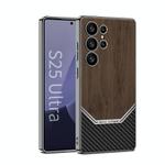 For Samsung Galaxy S25 Ultra 5G GKK Plating Leather Wood Texture Full Coverage Phone Case(Brown)