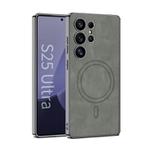 For Samsung Galaxy S25 Ultra 5G GKK Plating Leather Built-in MagSafe Frosted Phone Case(Gray)