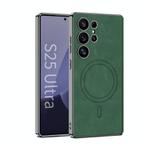 For Samsung Galaxy S25 Ultra 5G GKK Plating Leather Built-in MagSafe Frosted Phone Case(Green)