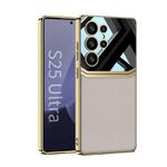 For Samsung Galaxy S25 Ultra 5G GKK Plating TPU + Leather Lens Protection Full Coverage Phone Case(Titanium Gray)