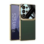 For Samsung Galaxy S25 Ultra 5G GKK Plating TPU + Leather Lens Protection Full Coverage Phone Case(Green)