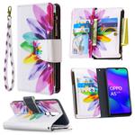 For OPPO A5 (2020) Colored Drawing Pattern Zipper Horizontal Flip Leather Case with Holder & Card Slots & Wallet(Sun Flower)