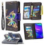 For OPPO A5 (2020) Colored Drawing Pattern Zipper Horizontal Flip Leather Case with Holder & Card Slots & Wallet(Big Butterfly)