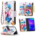 For OPPO A5 (2020) Colored Drawing Pattern Zipper Horizontal Flip Leather Case with Holder & Card Slots & Wallet(Two Butterflies)
