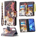 For OPPO Reno 4 5G Colored Drawing Pattern Zipper Horizontal Flip Leather Case with Holder & Card Slots & Wallet(Flower Elephants)